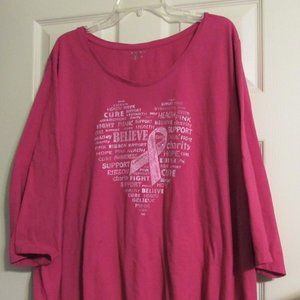 Women's CATHERINES Breast Cancer Awareness Pink Tee Shirt  Size 3X (26/28W)